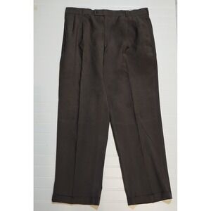 J.D. Christopher Mens Brown Wool Flat Front Cuffed Dress Pants 35x28 (Tag 38x30)